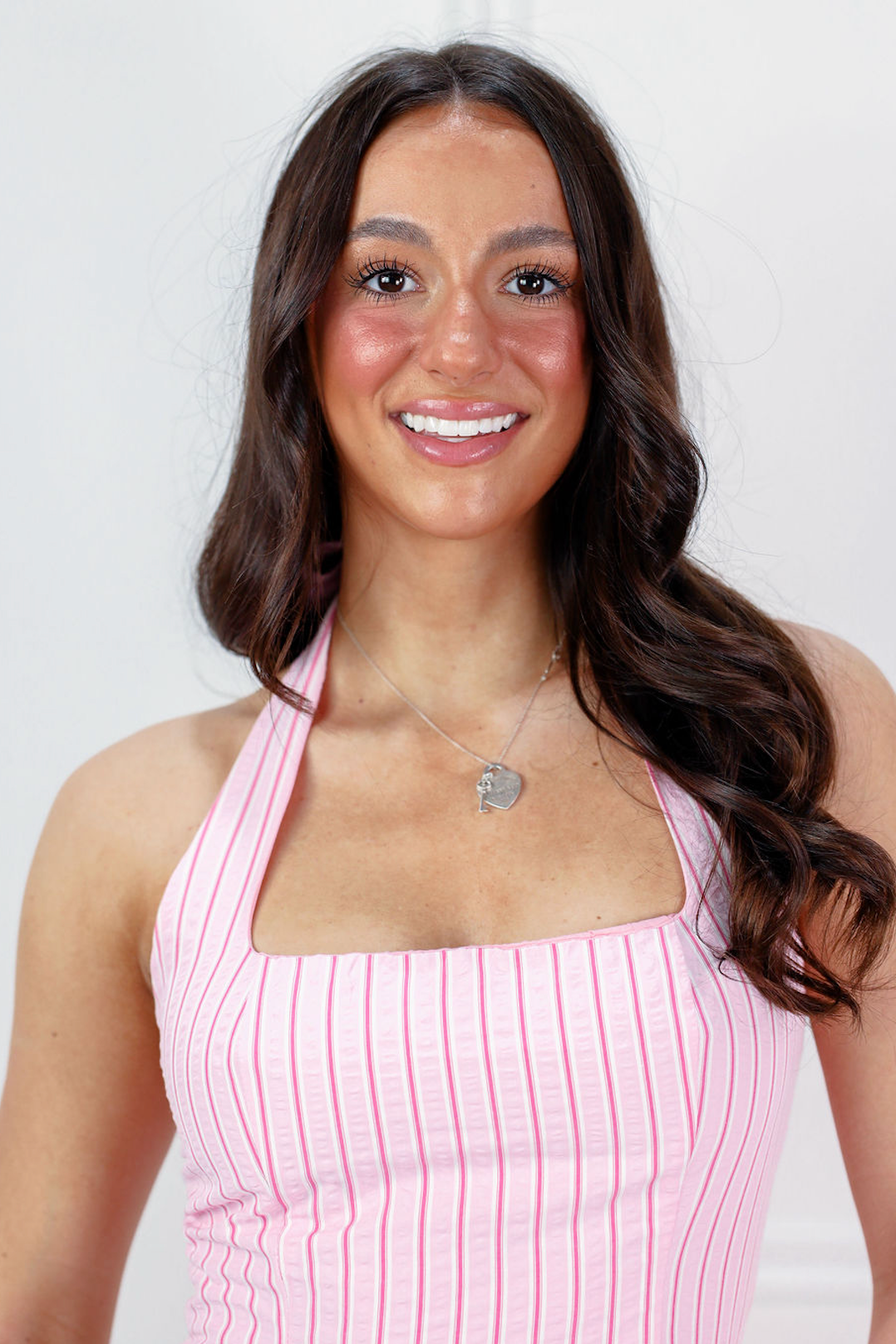 Pink Stripe Halter Tie Top - Clothe Boutique