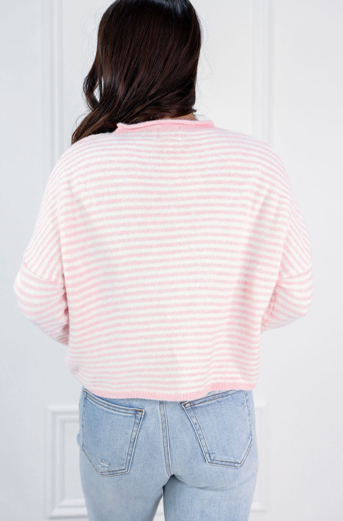 Button Down Cardi Light Pink Stripes - Clothe Boutique