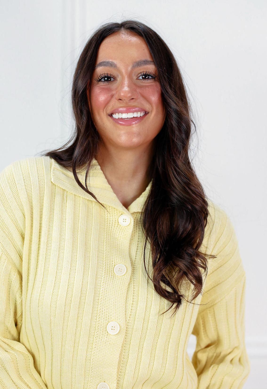 Oversized Collar Cardigan Yellow - Clothe Boutique