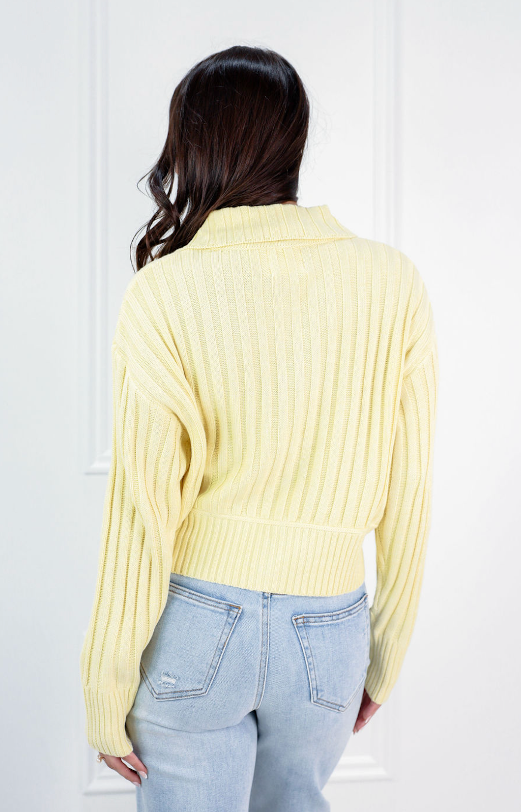 Oversized Collar Cardigan Yellow - Clothe Boutique
