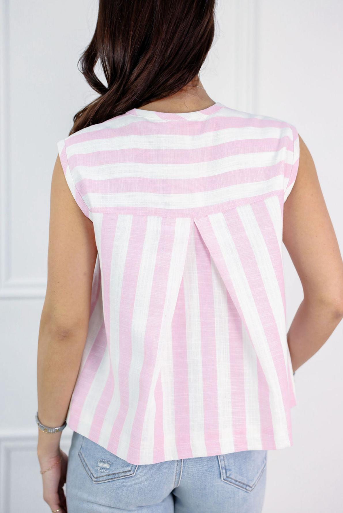 Pink Striped Button Up Vest - Clothe Boutique