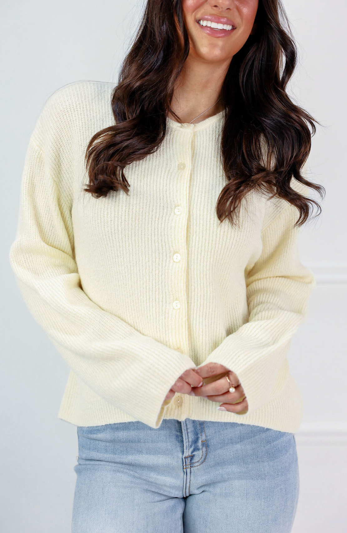 Anabel Knit Button Cardigan Cream - Clothe Boutique