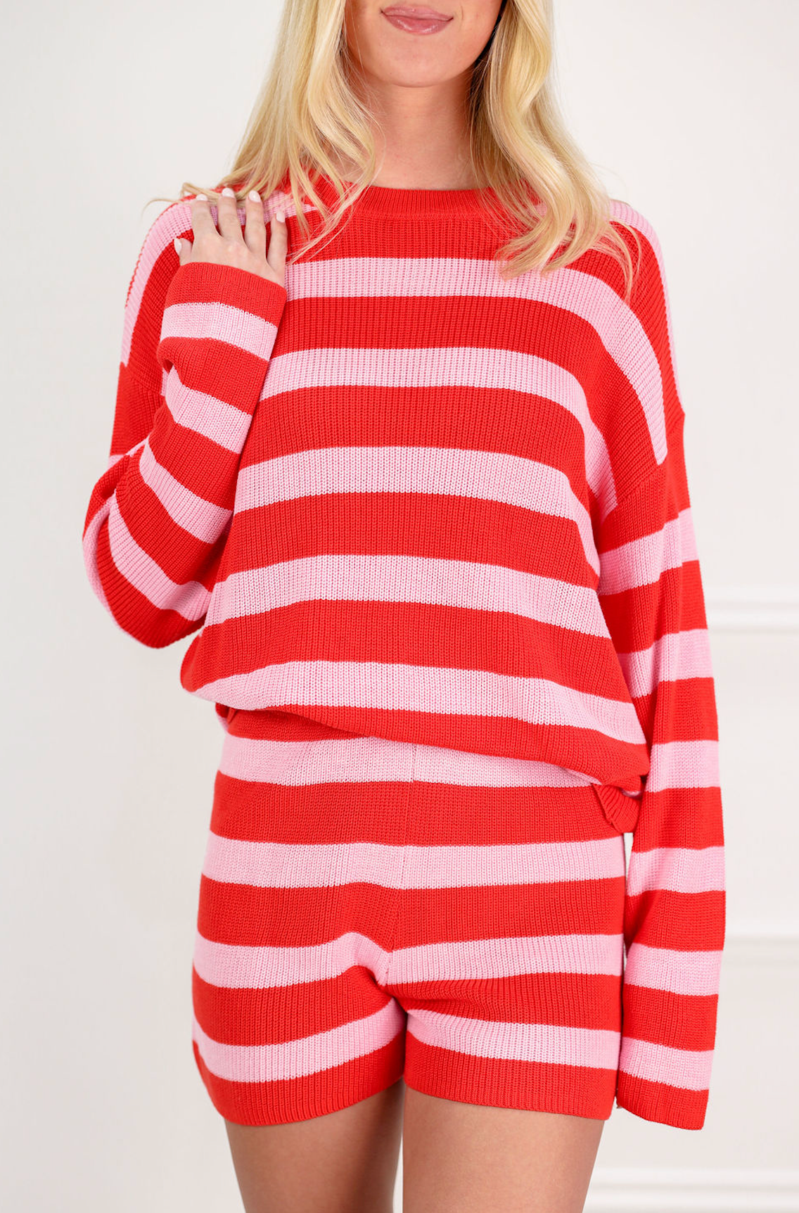 Red/Pink Stripe Sweater & Shorts Set of 2 - Clothe Boutique