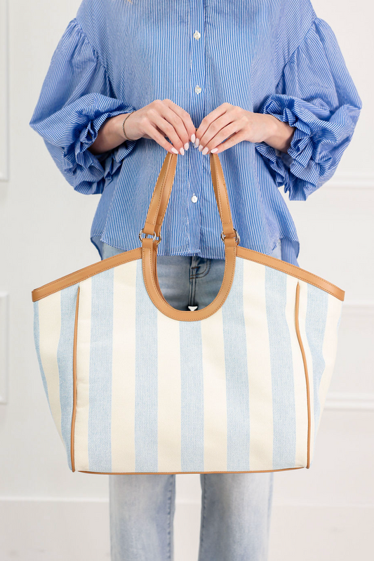 Positano Stripe Tote Bag Blue - Clothe Boutique