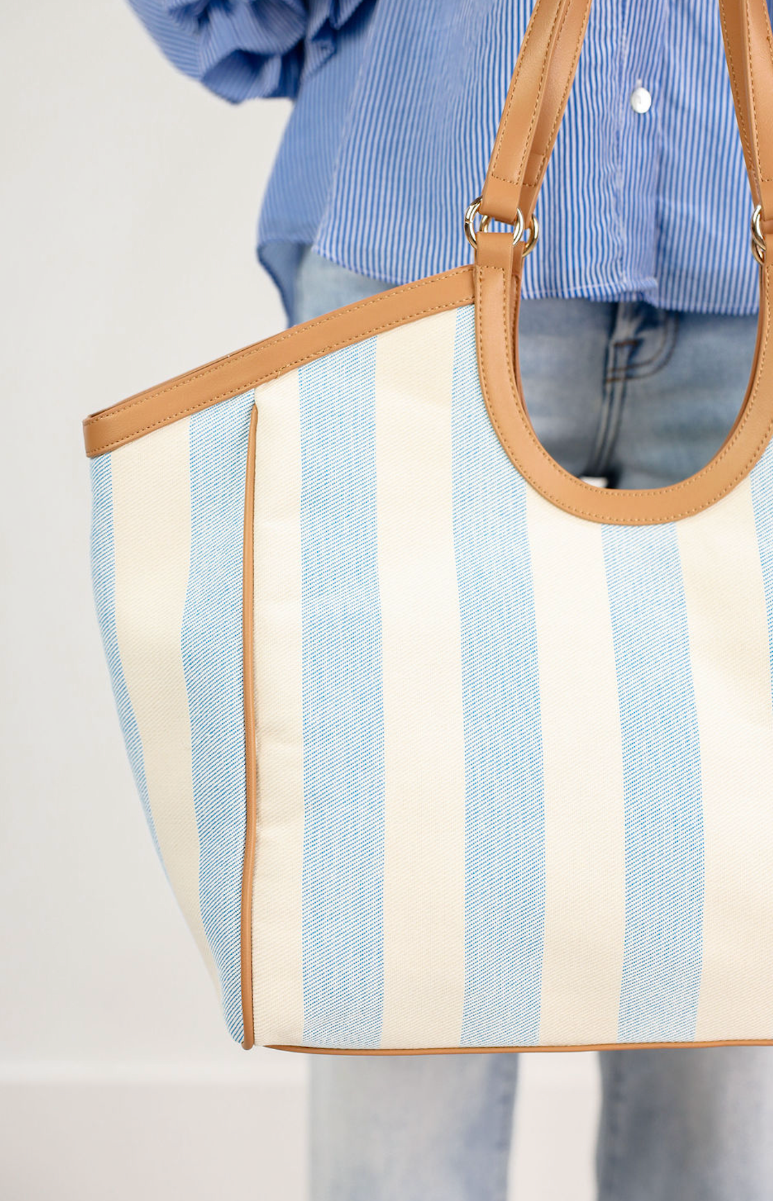 Positano Stripe Tote Bag Blue - Clothe Boutique