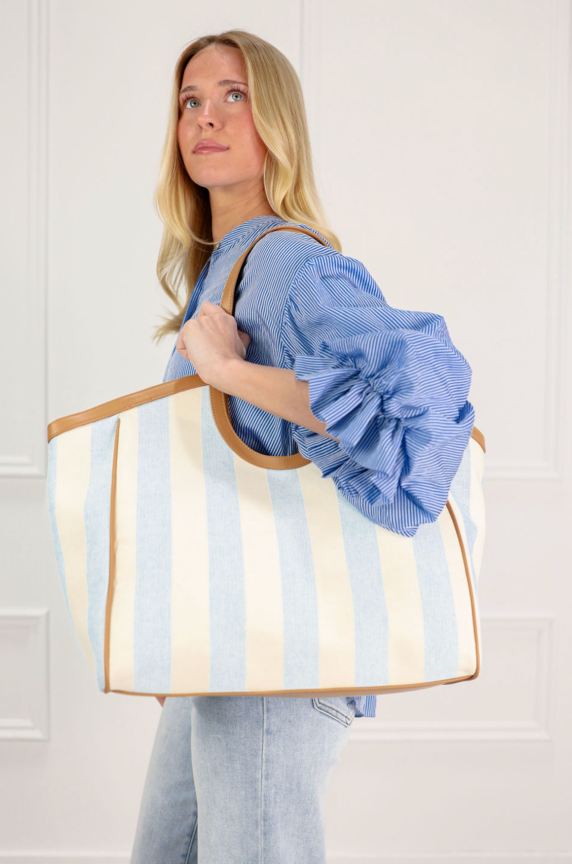 Positano Stripe Tote Bag Blue - Clothe Boutique