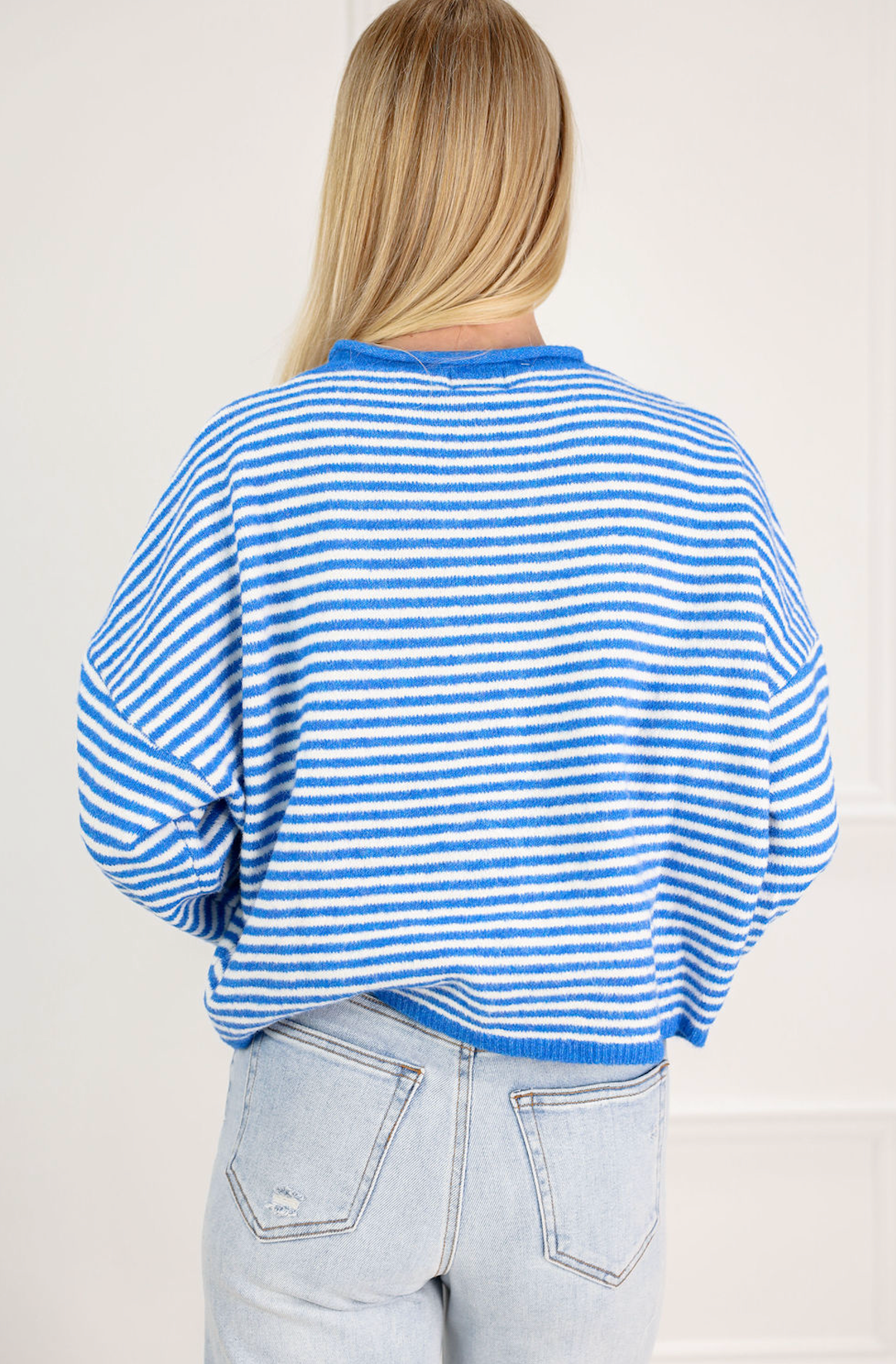 Button Down Cardi Blue Stripes - Clothe Boutique