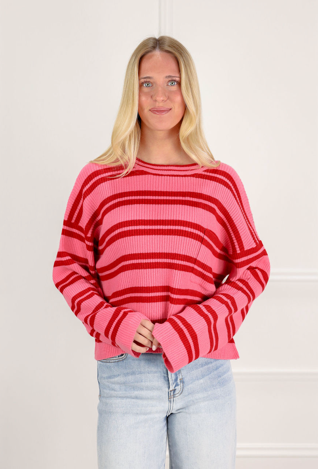 Pink/Red Double Stripe Knit Top - Clothe Boutique