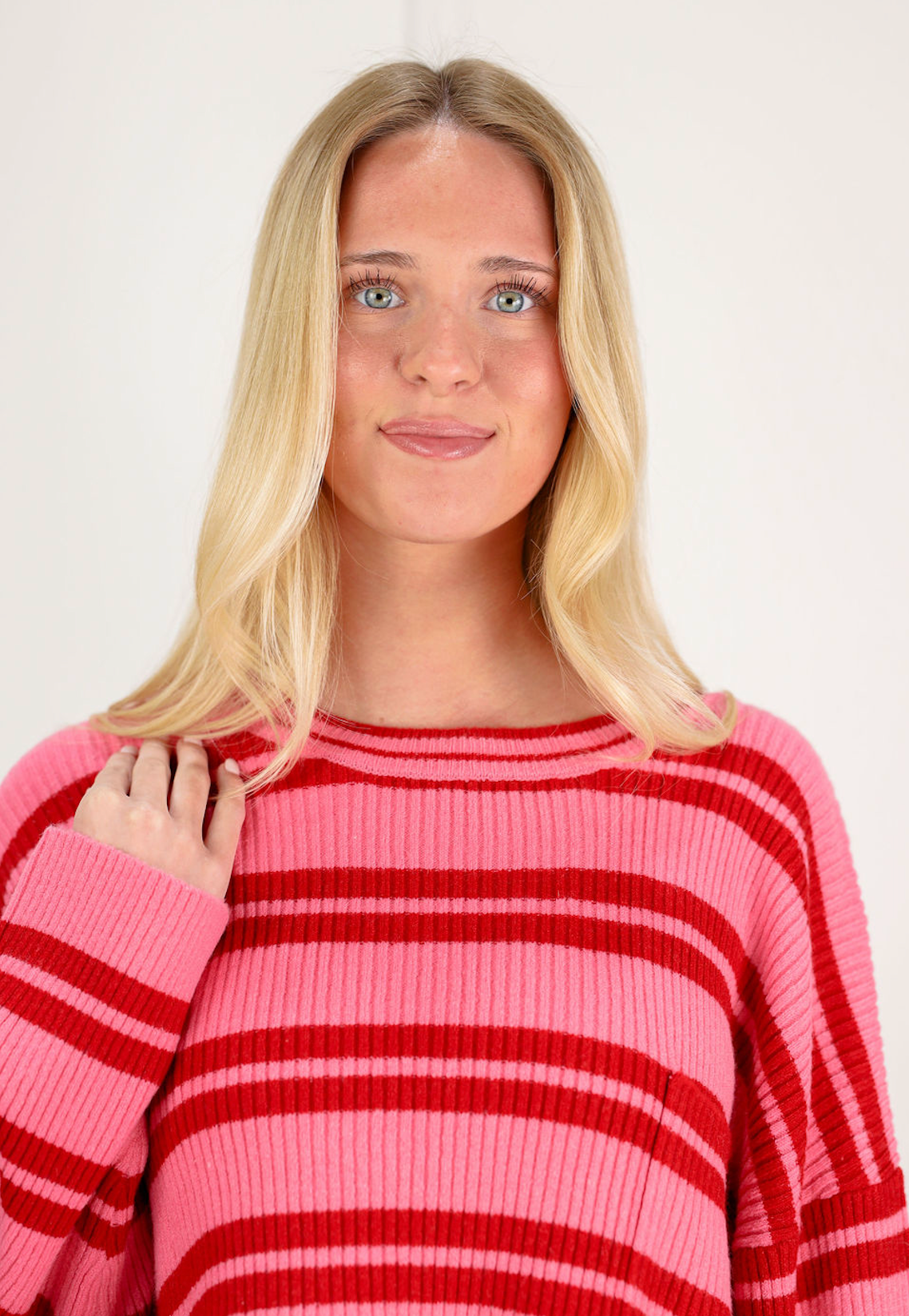 Pink/Red Double Stripe Knit Top - Clothe Boutique