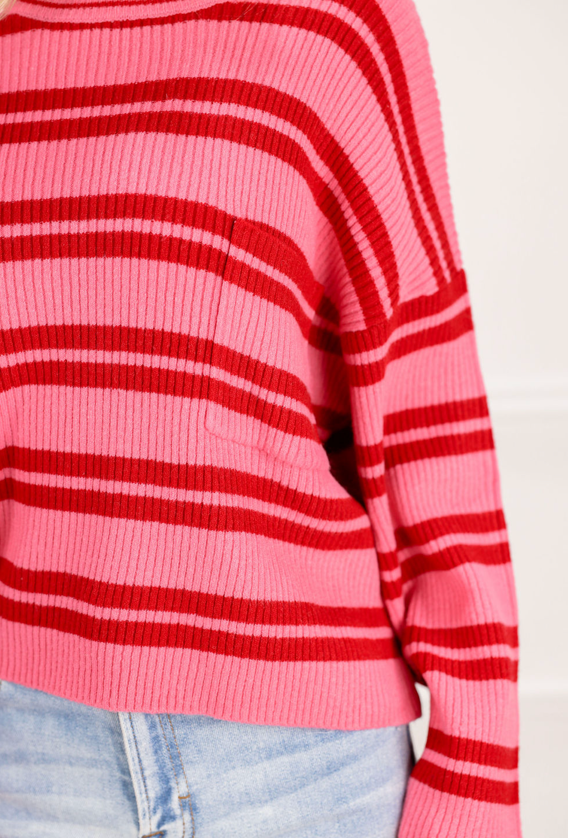 Pink/Red Double Stripe Knit Top - Clothe Boutique