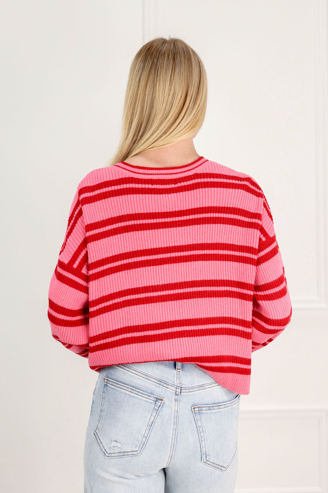 Pink/Red Double Stripe Knit Top - Clothe Boutique