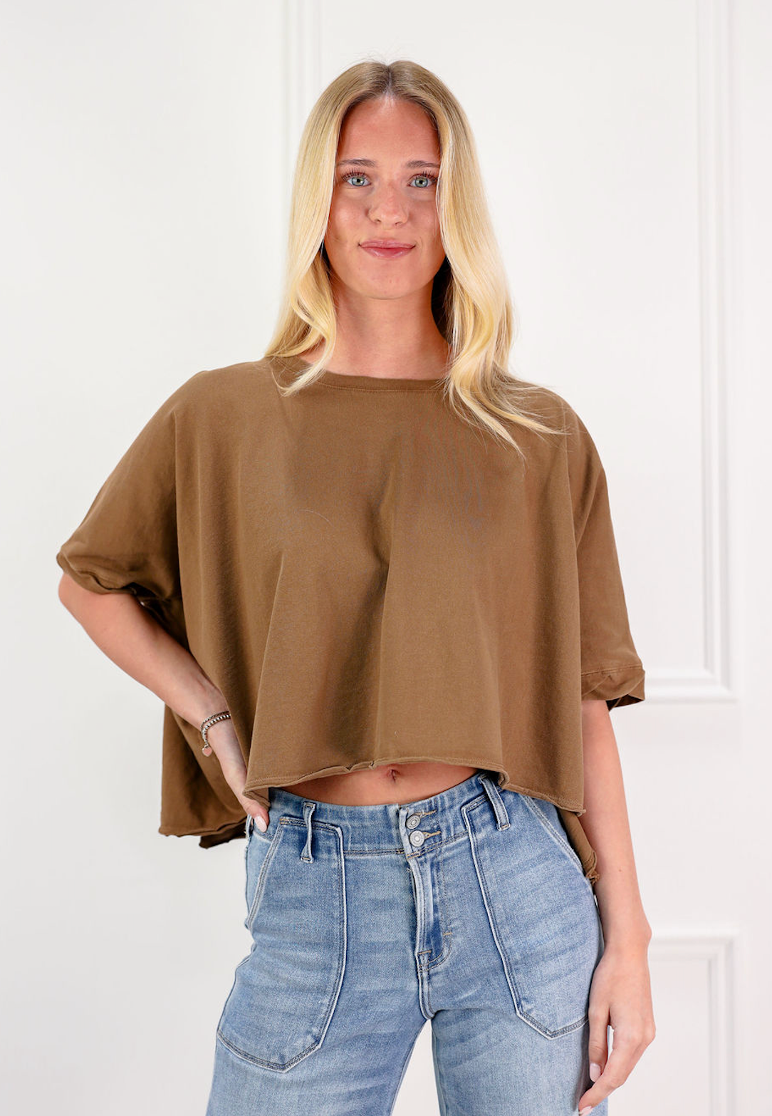 Oversized Relaxed Fit Top Brown - Clothe Boutique