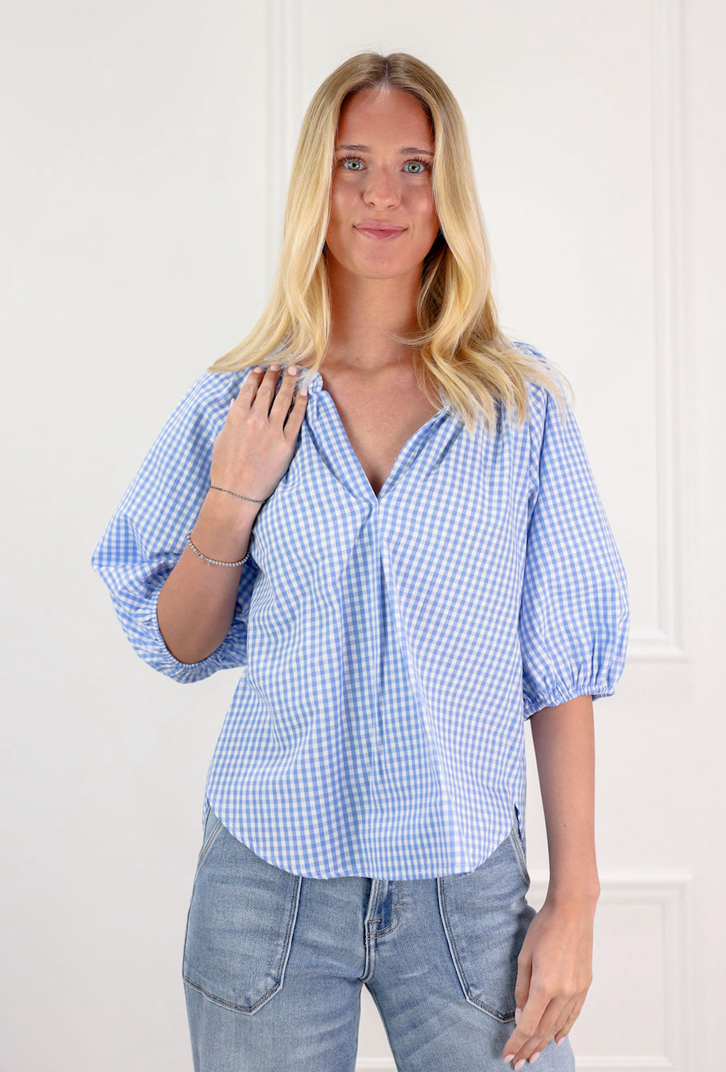 Haylee Gingham Puff Sleeve Top - Clothe Boutique