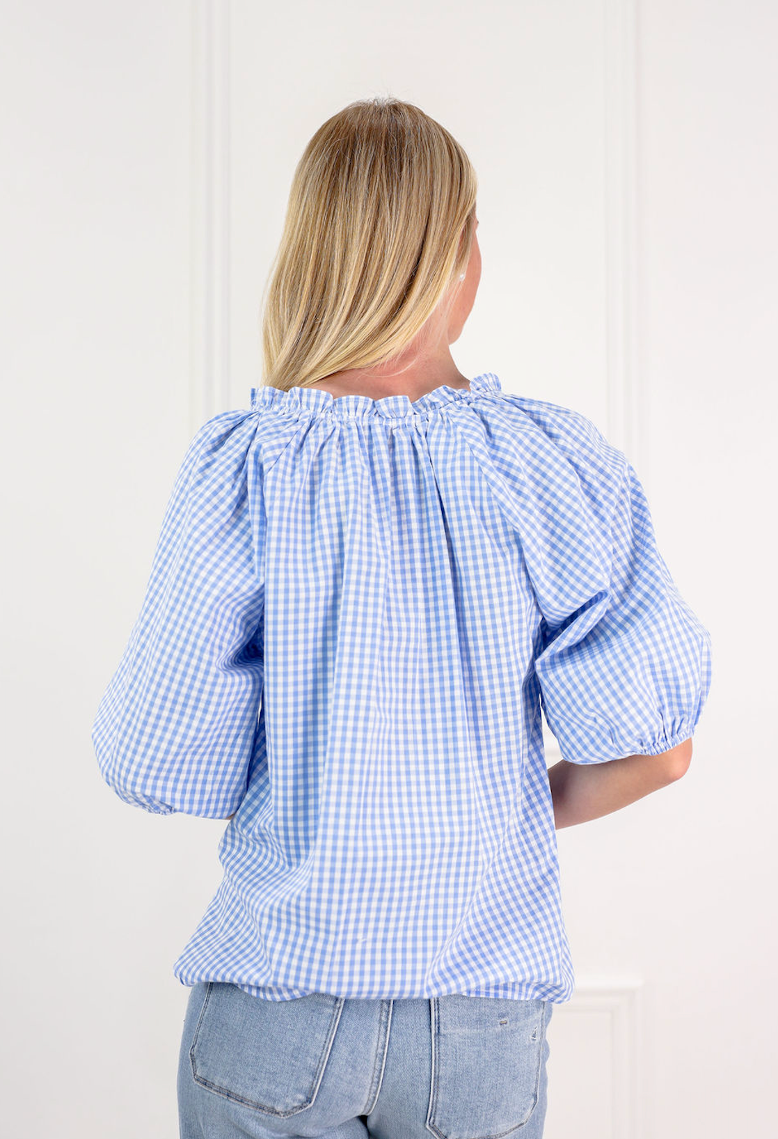 Haylee Gingham Puff Sleeve Top - Clothe Boutique