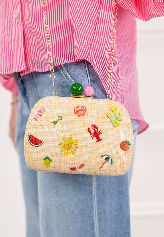 Embroidered Beach Clutch - Clothe Boutique
