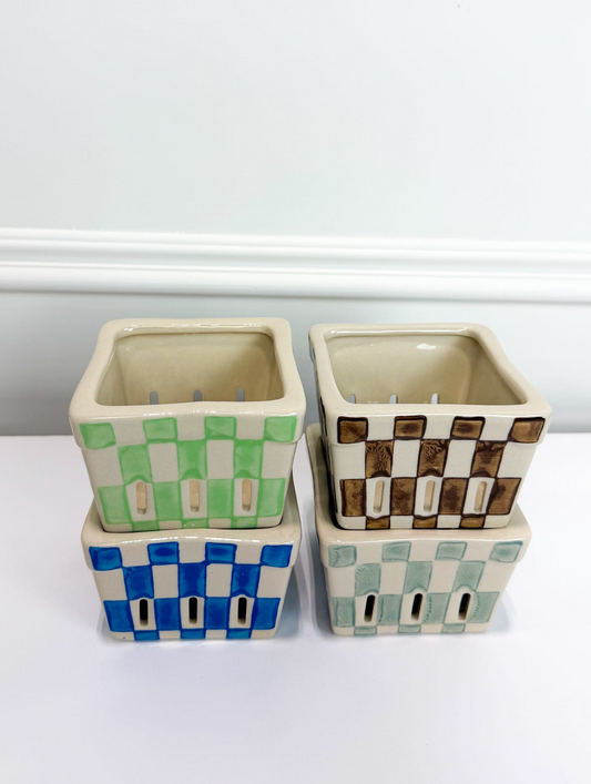 Hand Painted Stoneware Berry Basket