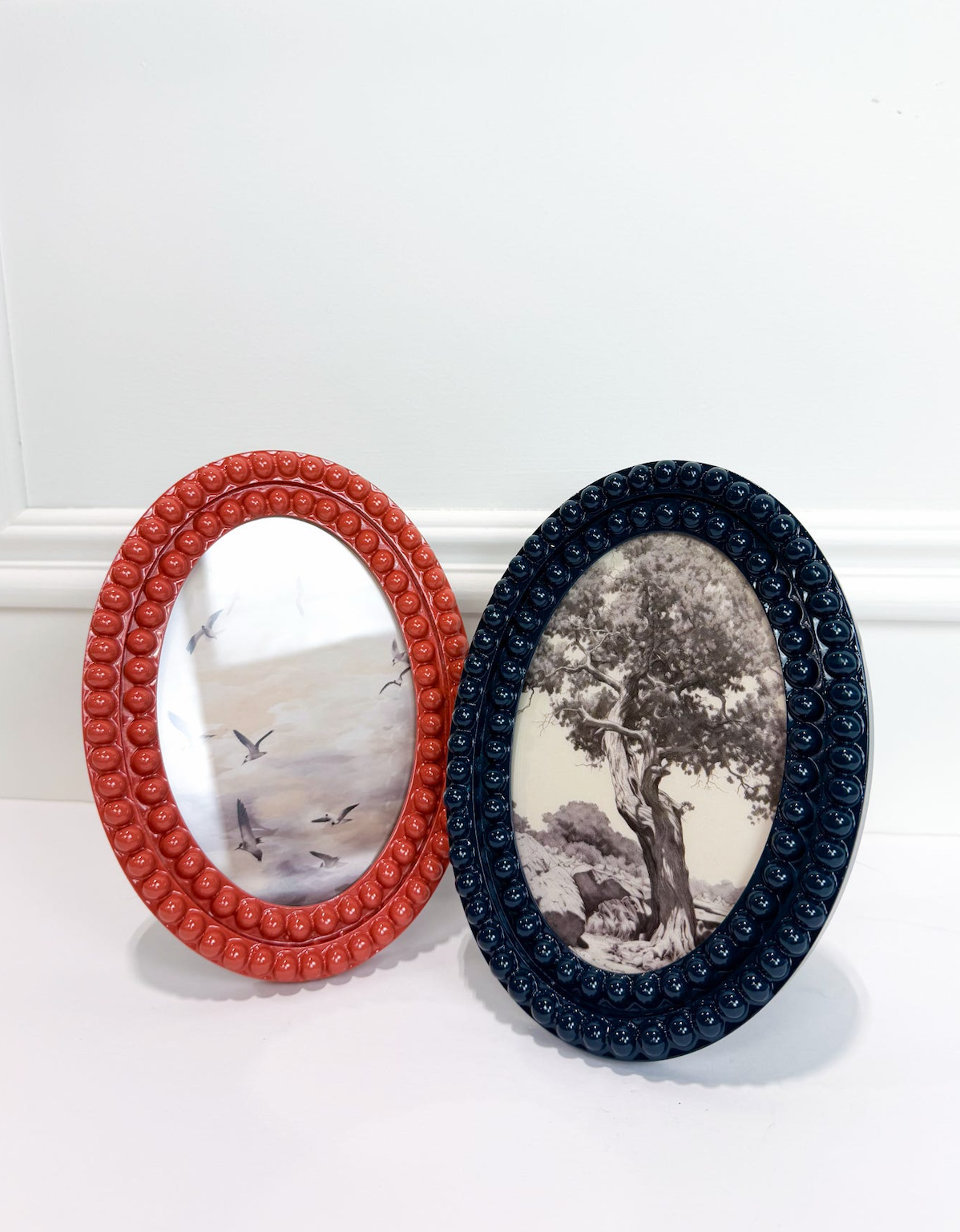Oval Resin Photo Frame Coral + Blue