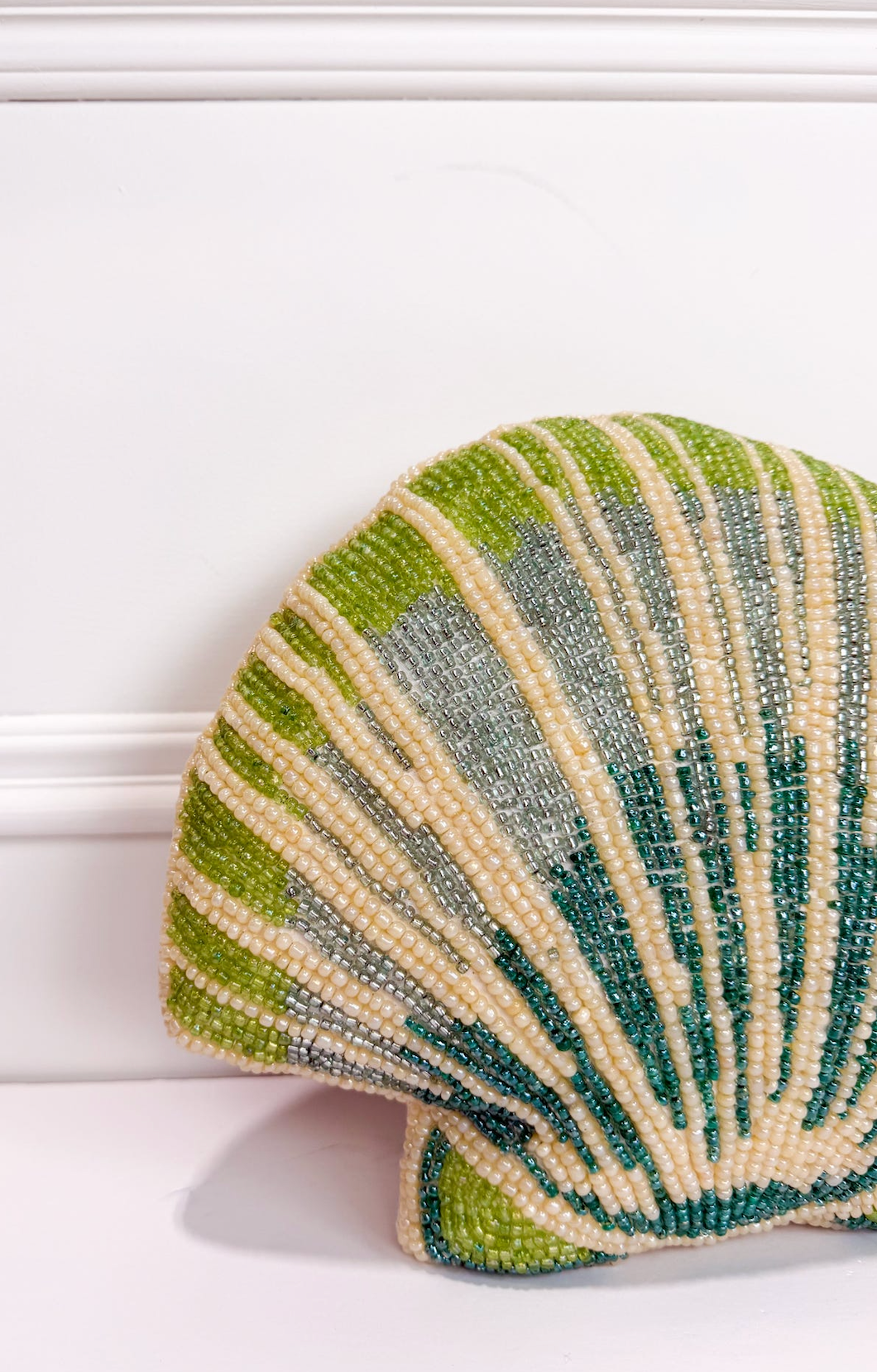 Beaded Shell Shaped Pillow Teal