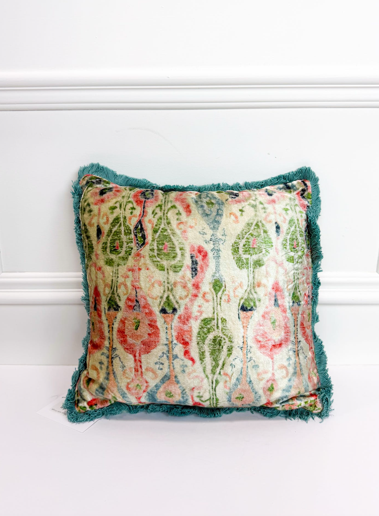 Square Velvet Pillow with Fringe