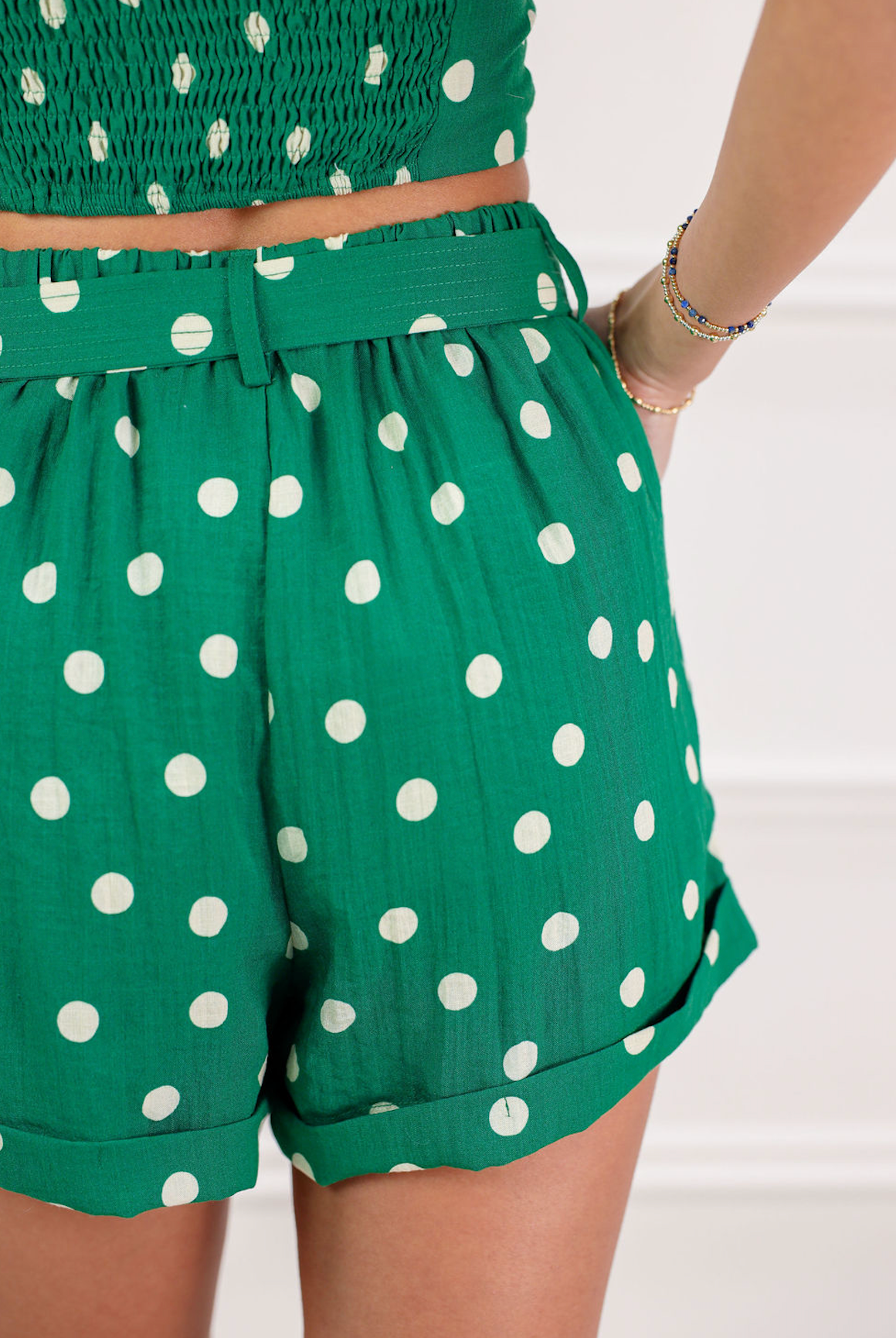 Green Polka Dot Scarf Top & Shorts Set Of 2 - Clothe Boutique