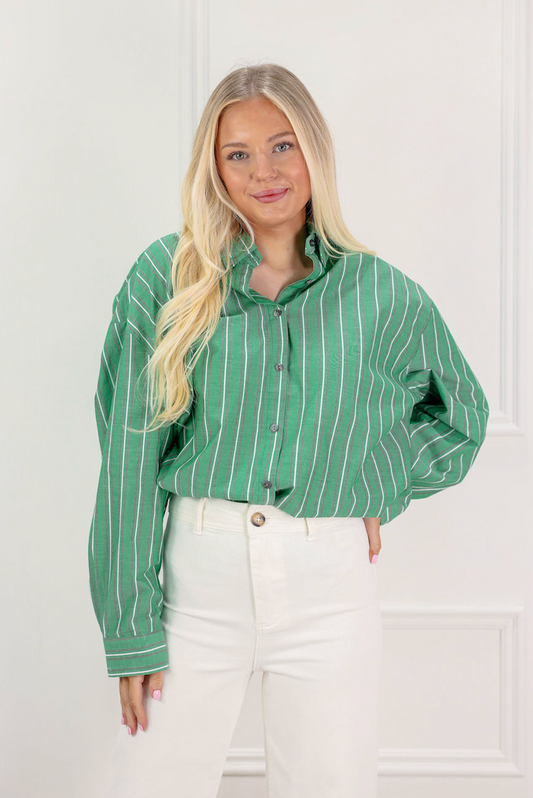 Green Striped Button Down Shirt - Clothe Boutique