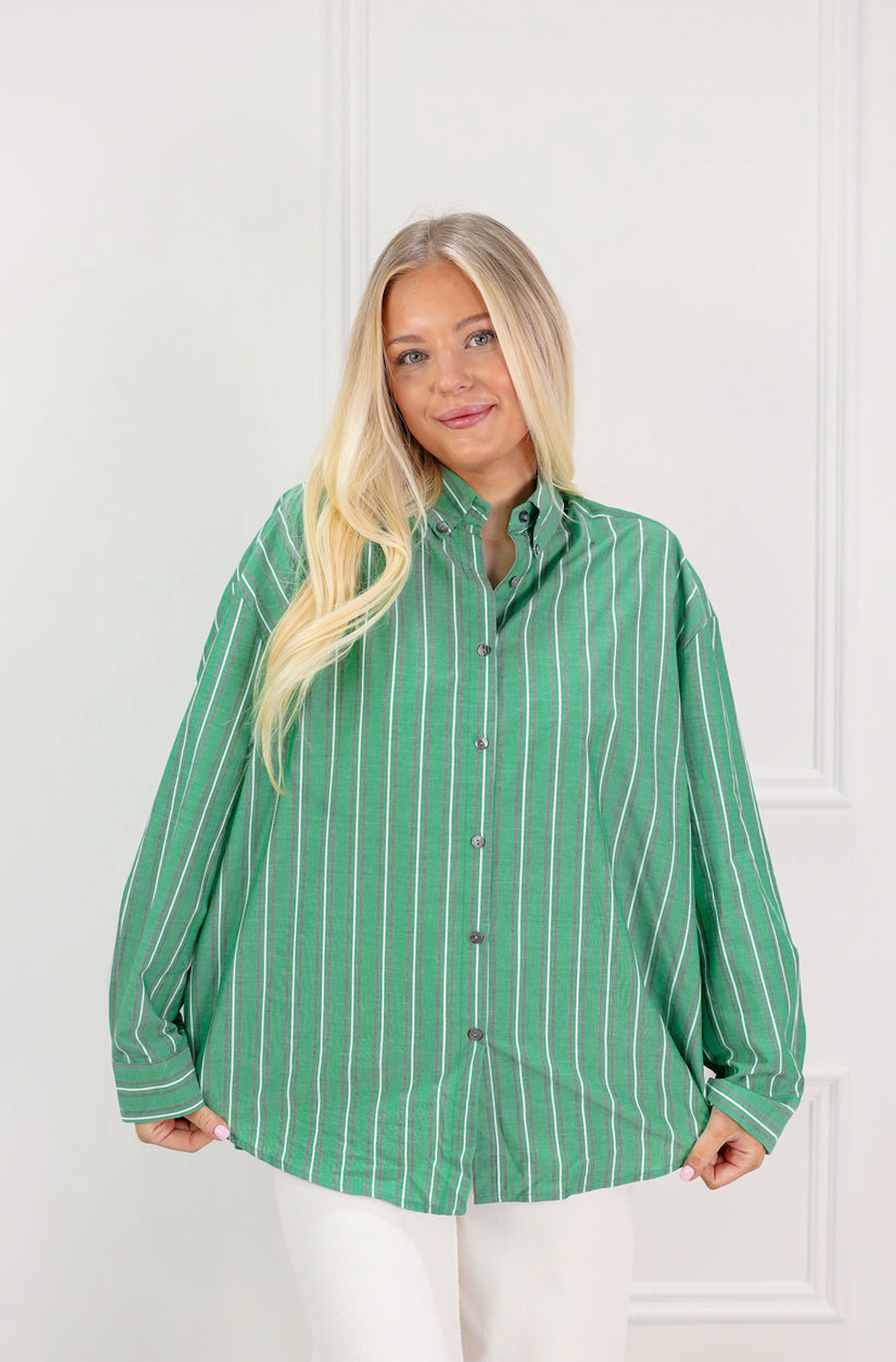 Green Striped Button Down Shirt - Clothe Boutique