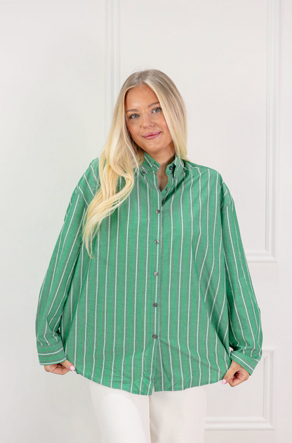 Green Striped Button Down Shirt - Clothe Boutique