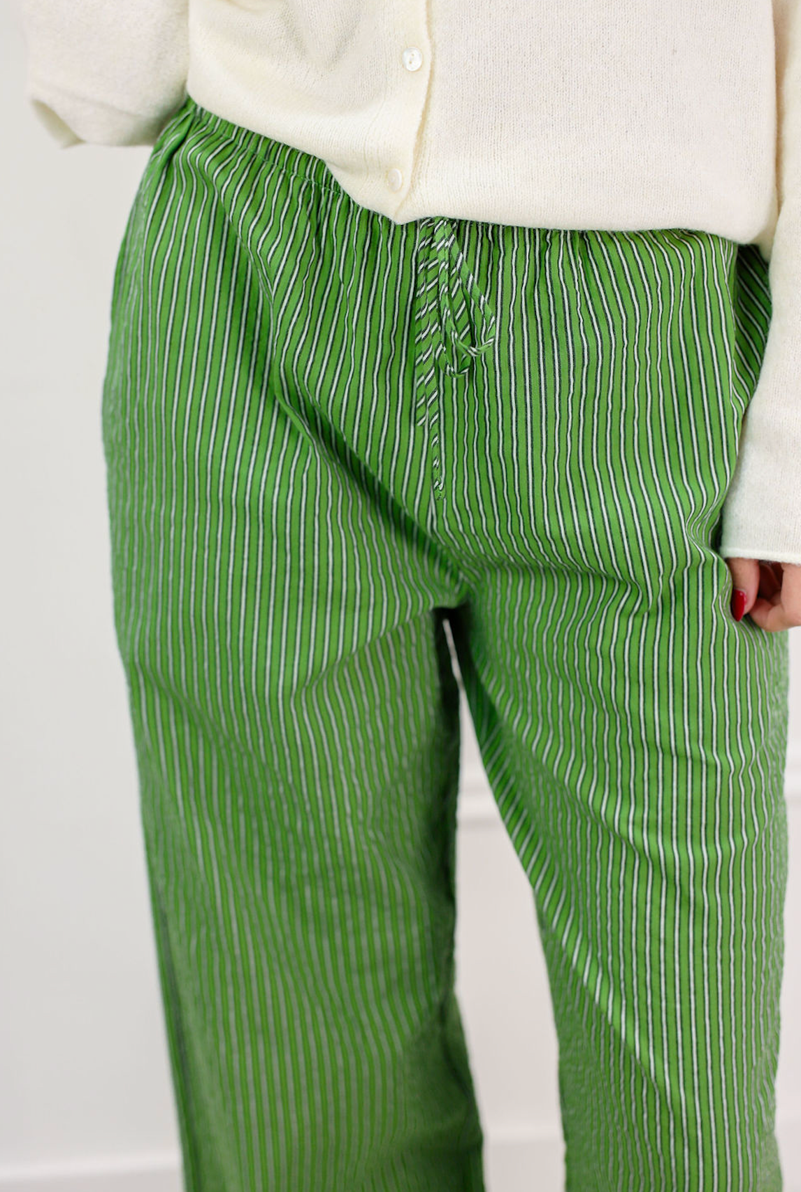 Green Stripe Poplin Pants - Clothe Boutique