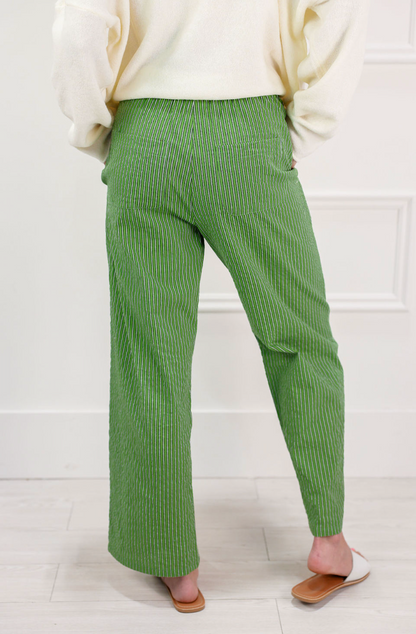 Green Stripe Poplin Pants - Clothe Boutique