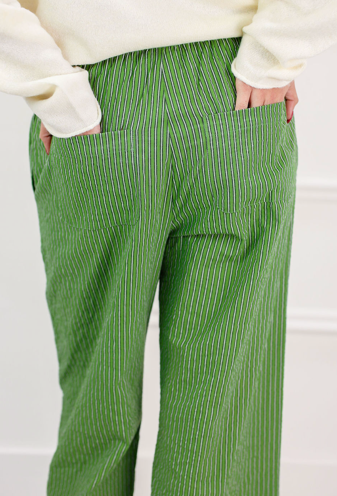 Green Stripe Poplin Pants - Clothe Boutique