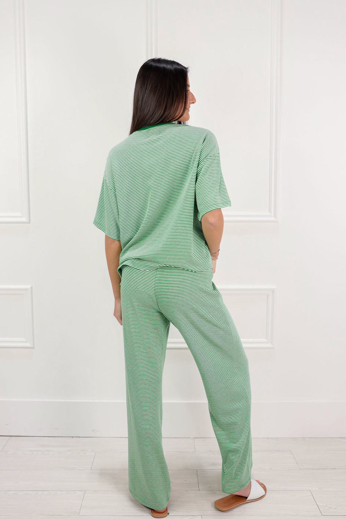 Striped Long Pants Green - Clothe Boutique