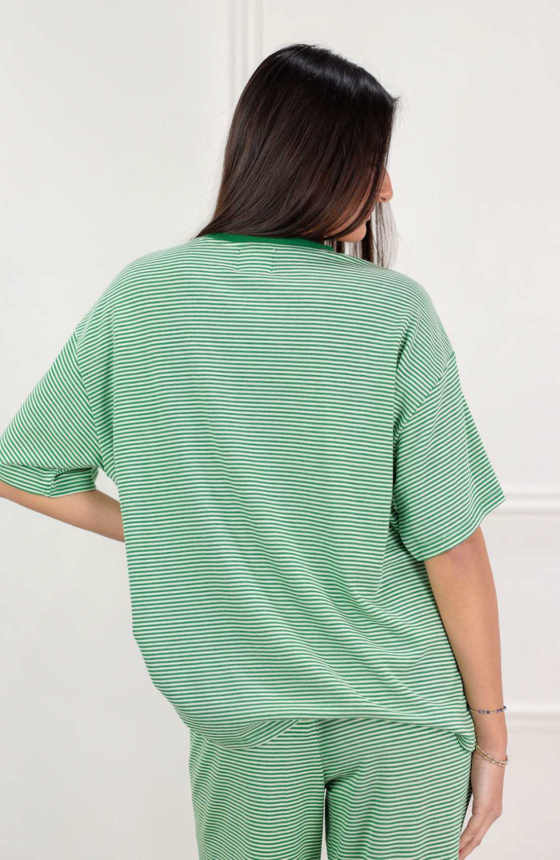 Striped Oversize T-Shirt Green - Clothe Boutique
