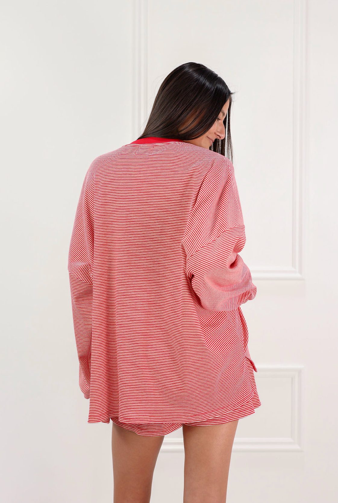 Piper Ribbed Oversize Top Red - Clothe Boutique