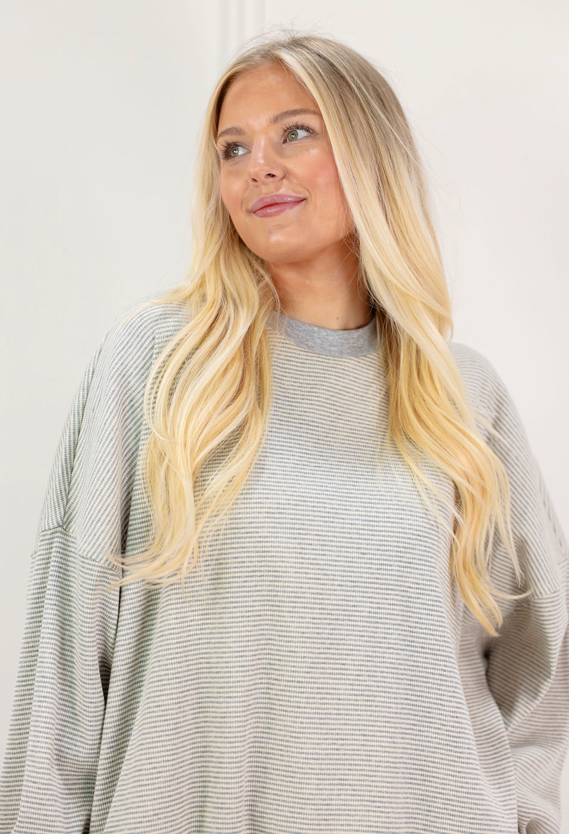 Piper Ribbed Oversize Top Grey - Clothe Boutique