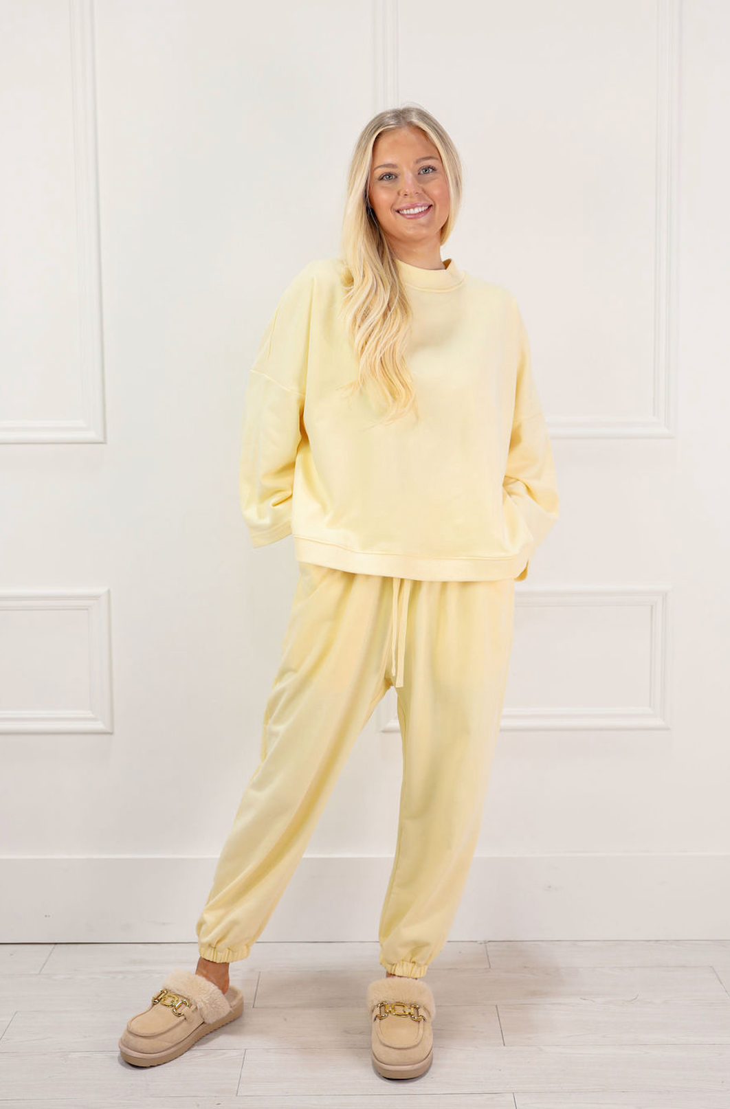 Terry Crewneck Top & Joggers Set Of 2 Butter - Clothe Boutique