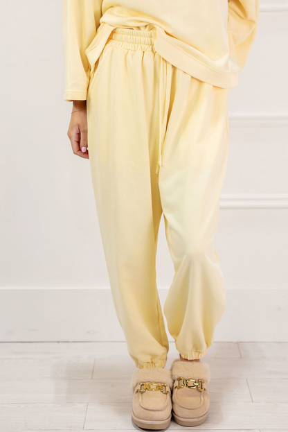 Terry Crewneck Top & Joggers Set Of 2 Butter - Clothe Boutique