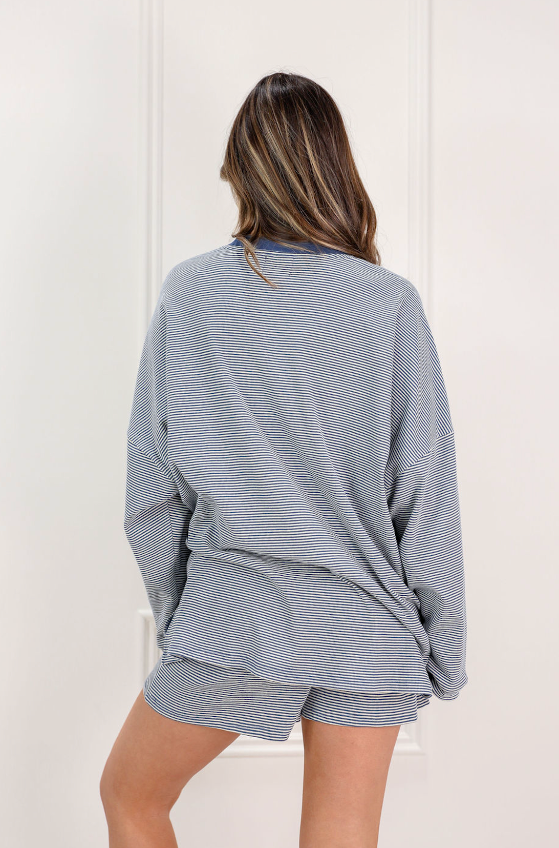 Piper Ribbed Oversize Top Blue - Clothe Boutique