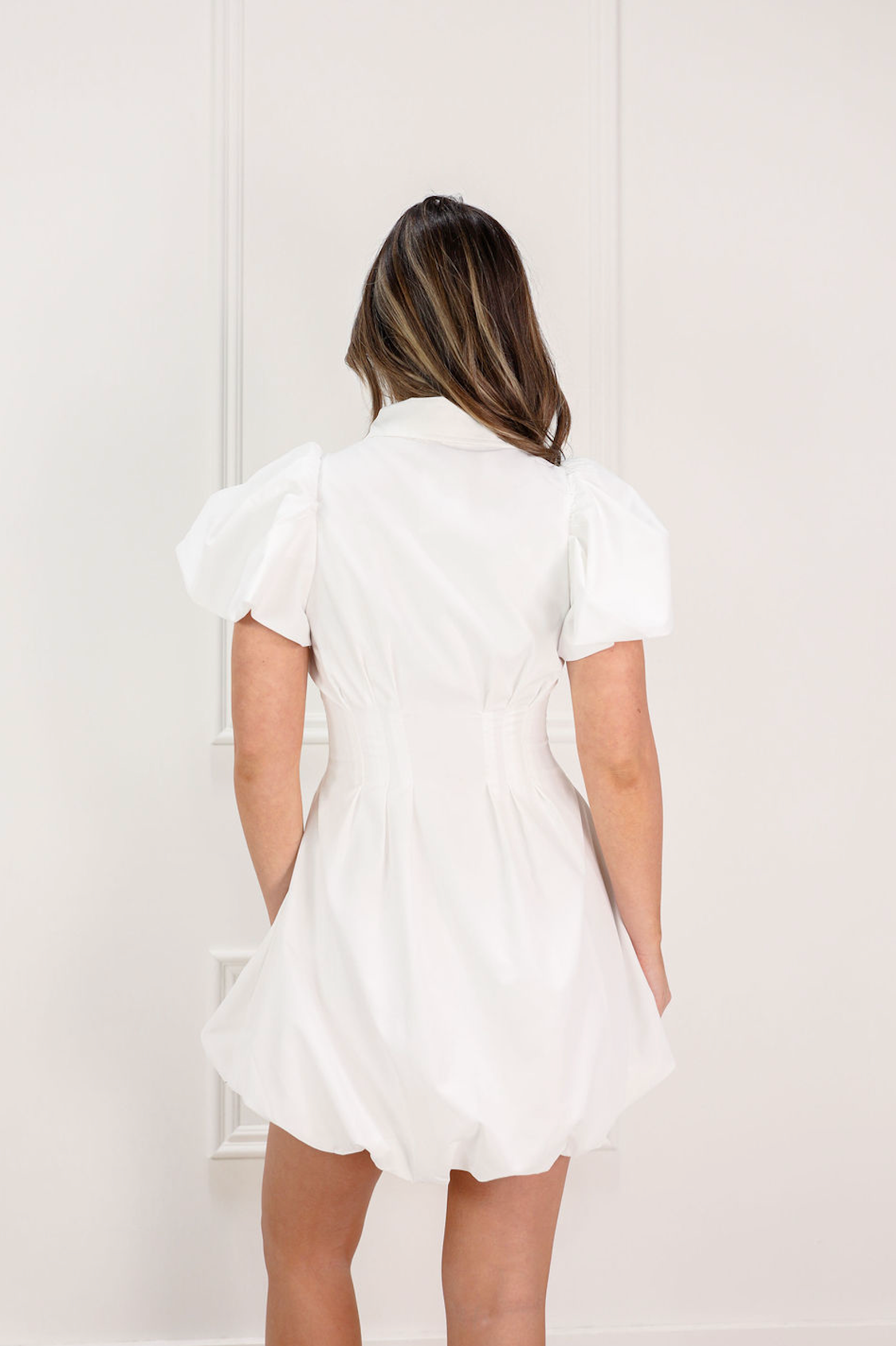 Melissa Bubble Mini Dress White - Clothe Boutique