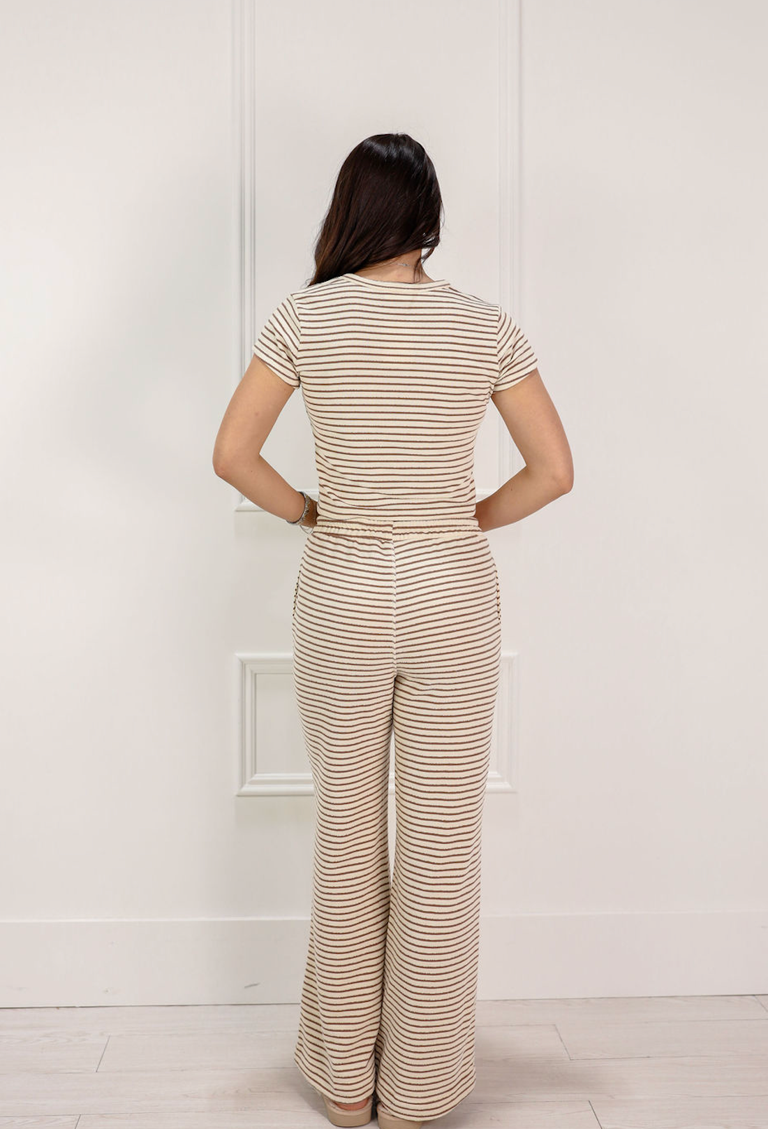 Cozy Striped Top & Pants Set Of 2 Mocha - Clothe Boutique
