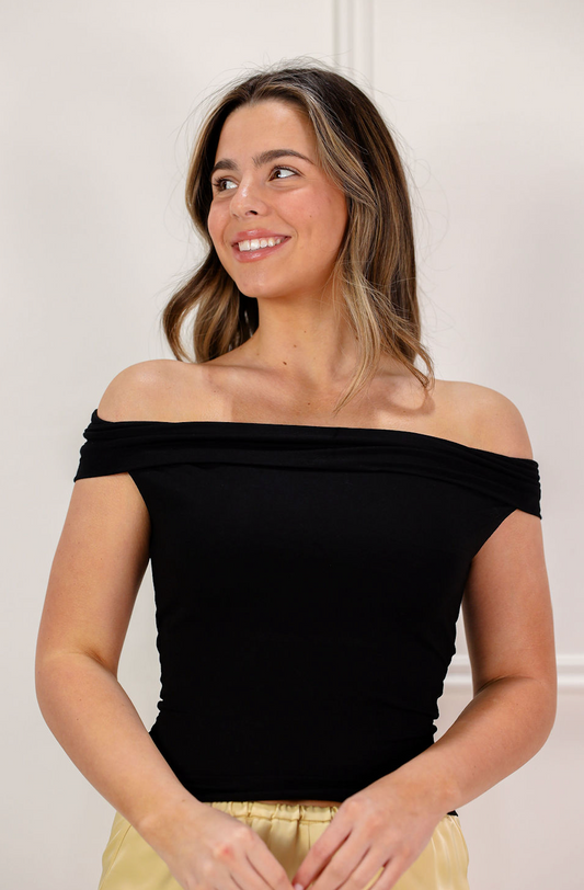 Lily Off Shoulder Top Black - Clothe Boutique