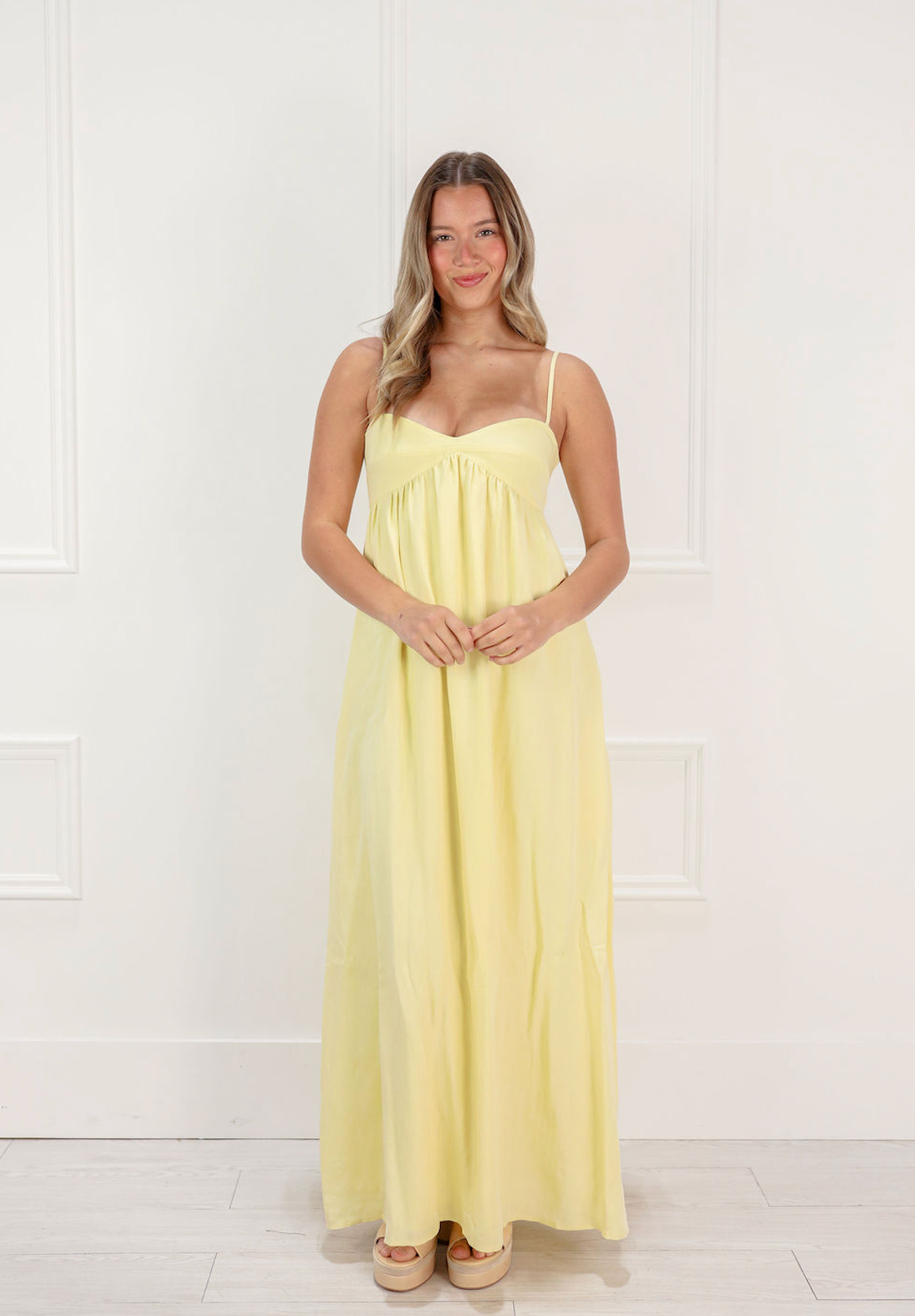 Sweetheart Maxi Dress Butter Yellow - Clothe Boutique