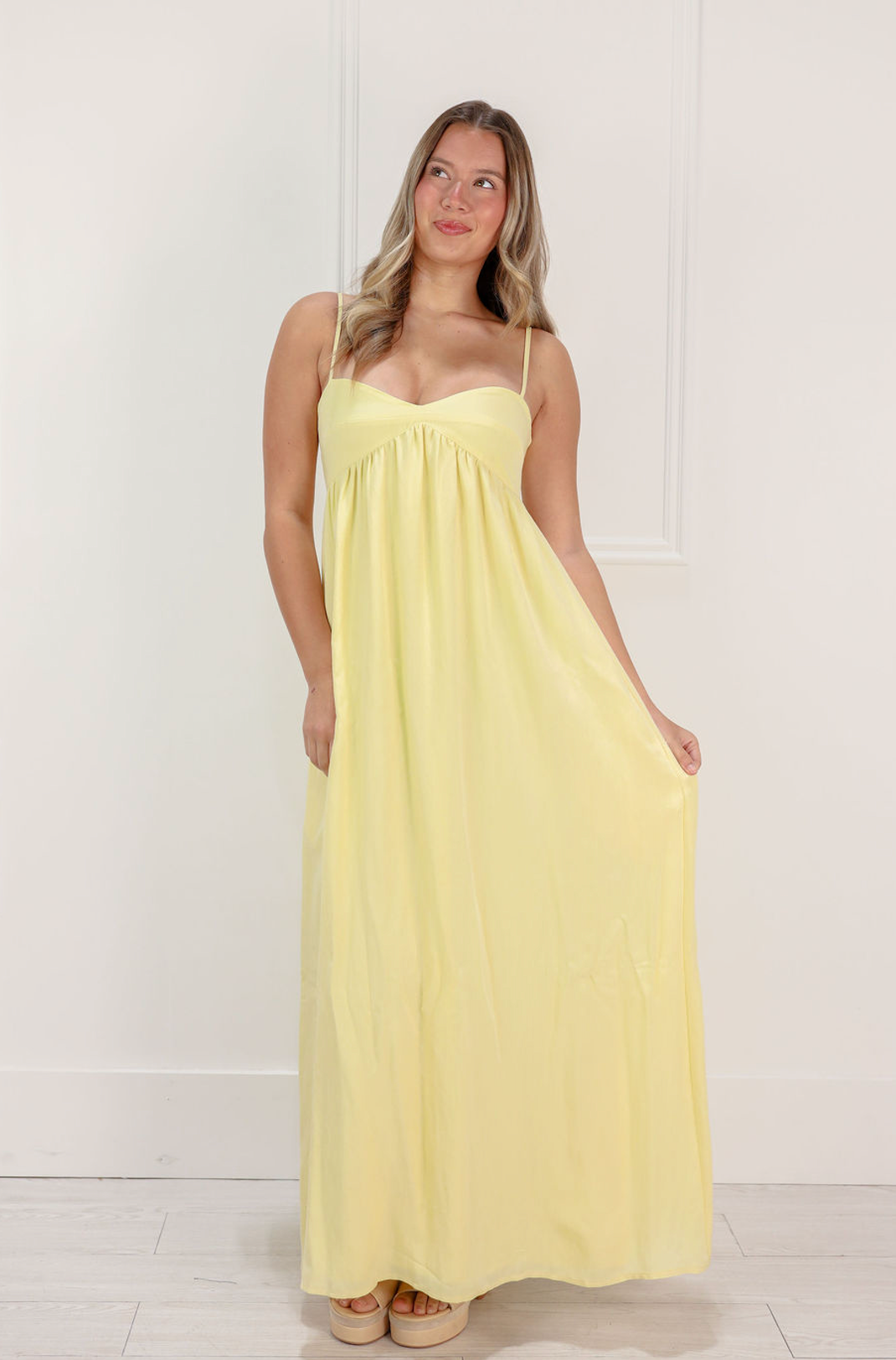 Sweetheart Maxi Dress Butter Yellow - Clothe Boutique