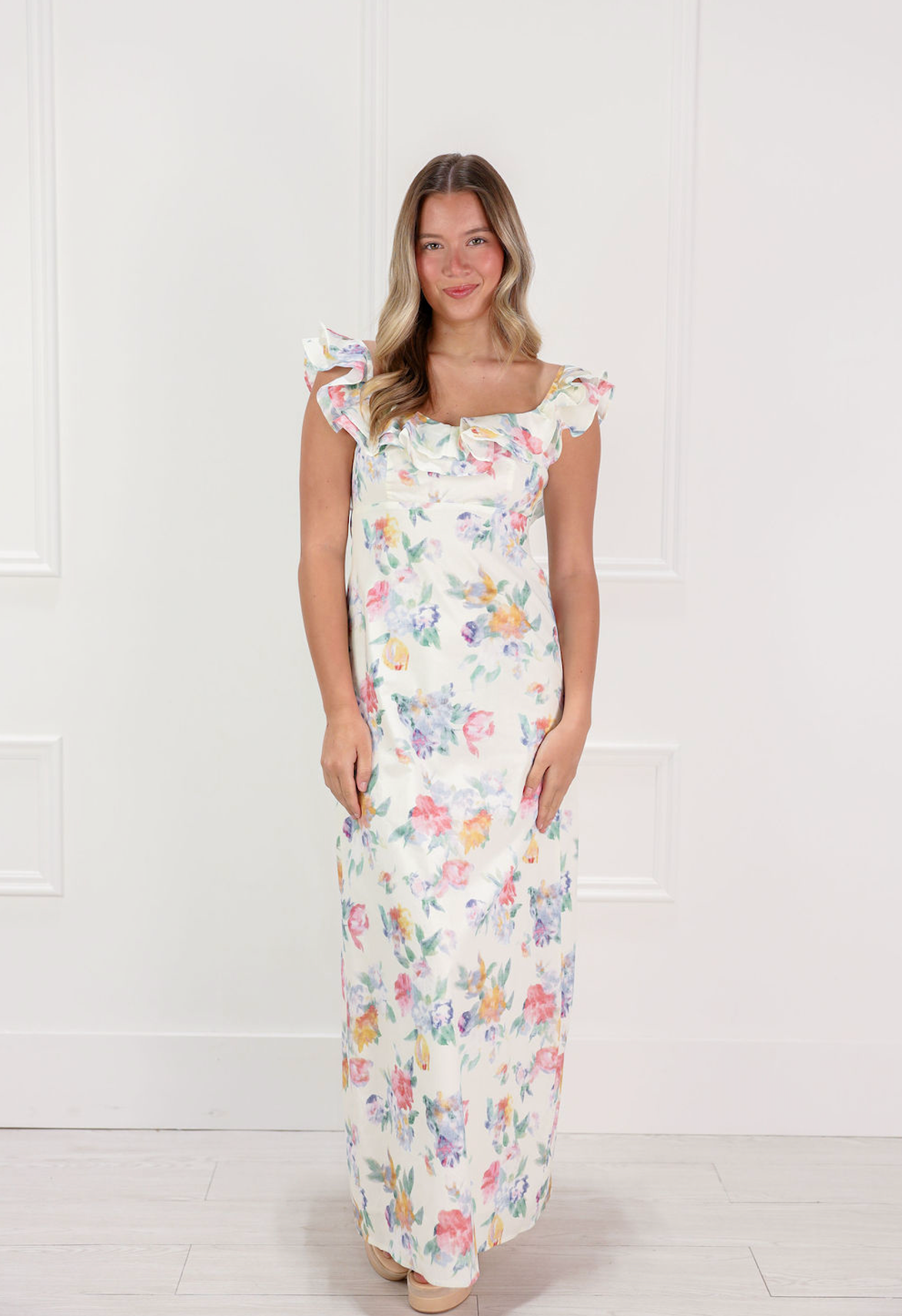 Willow Floral Poplin Midi Dress - Clothe Boutique