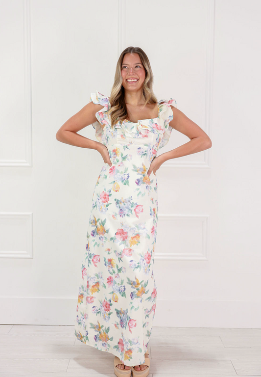 Willow Floral Poplin Midi Dress - Clothe Boutique