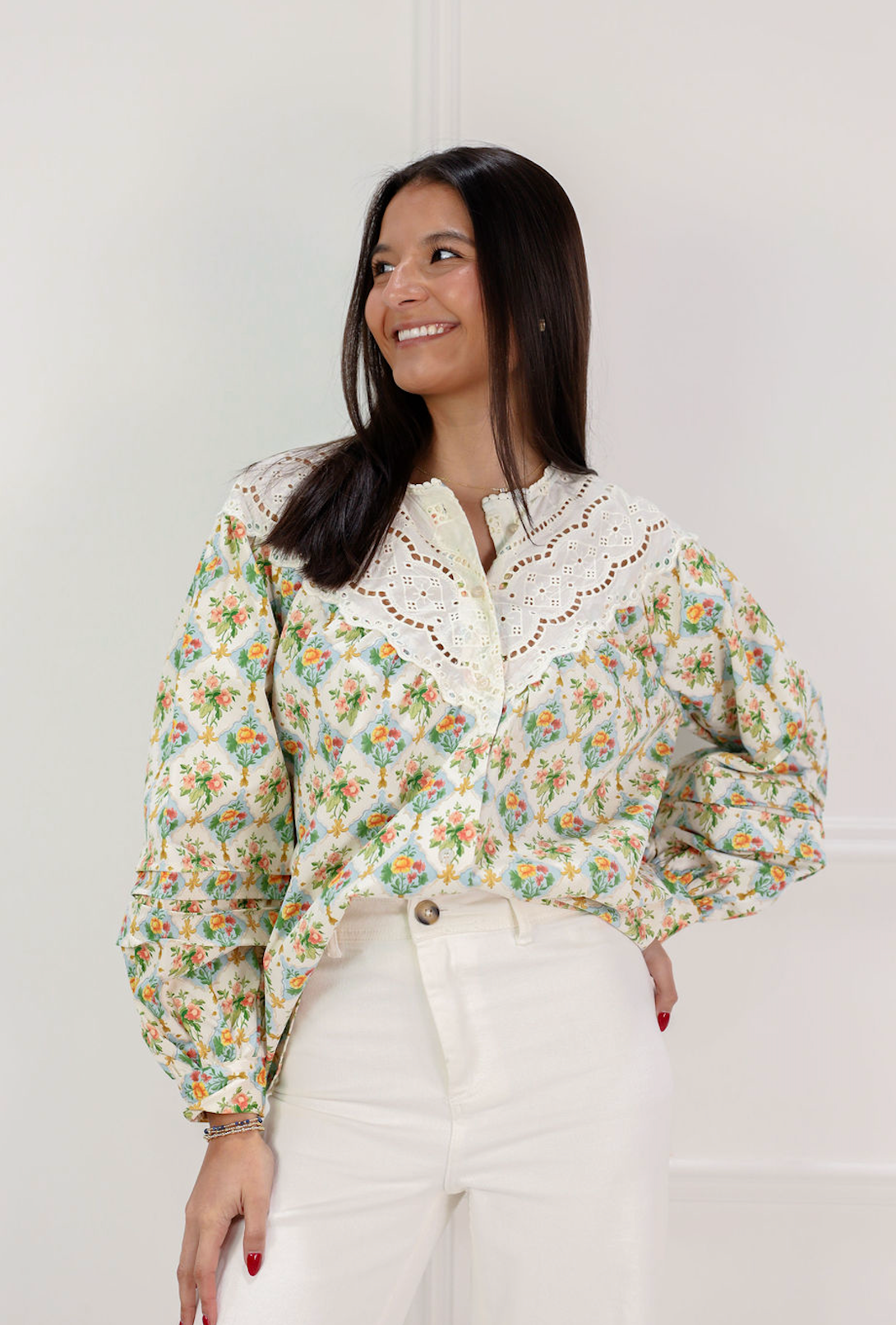Kellie Floral Bib Blouse - Clothe Boutique