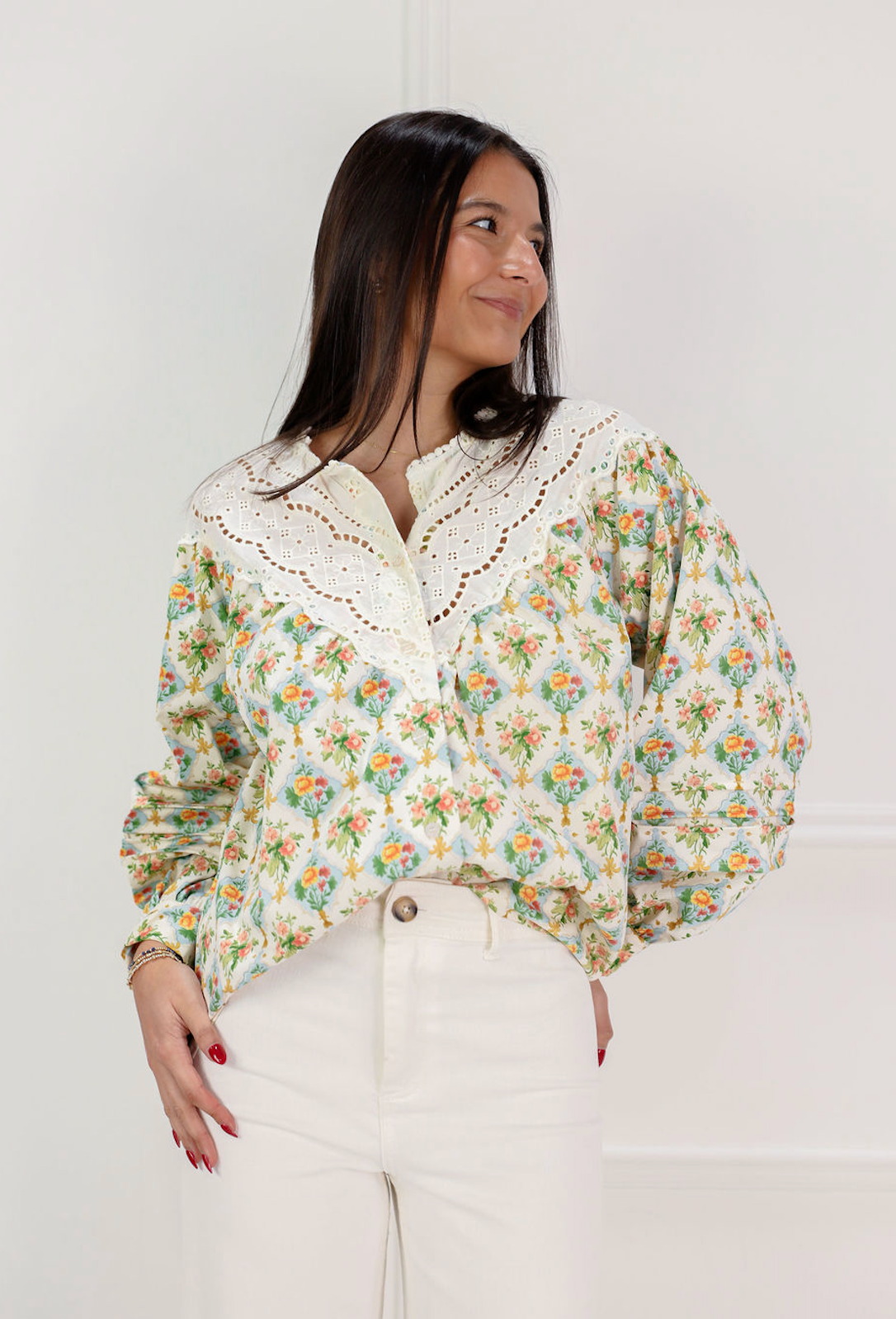 Kellie Floral Bib Blouse - Clothe Boutique