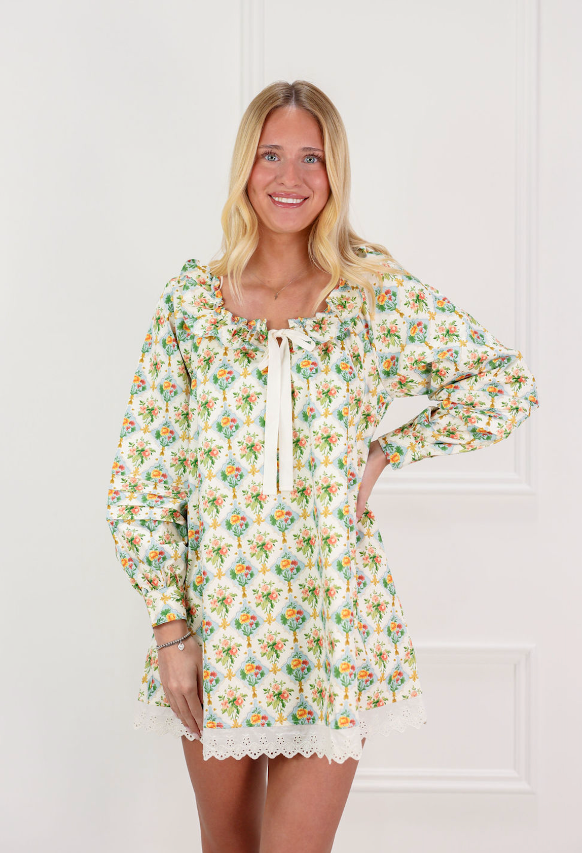 Kellie Floral Lace Hem Dress - Clothe Boutique