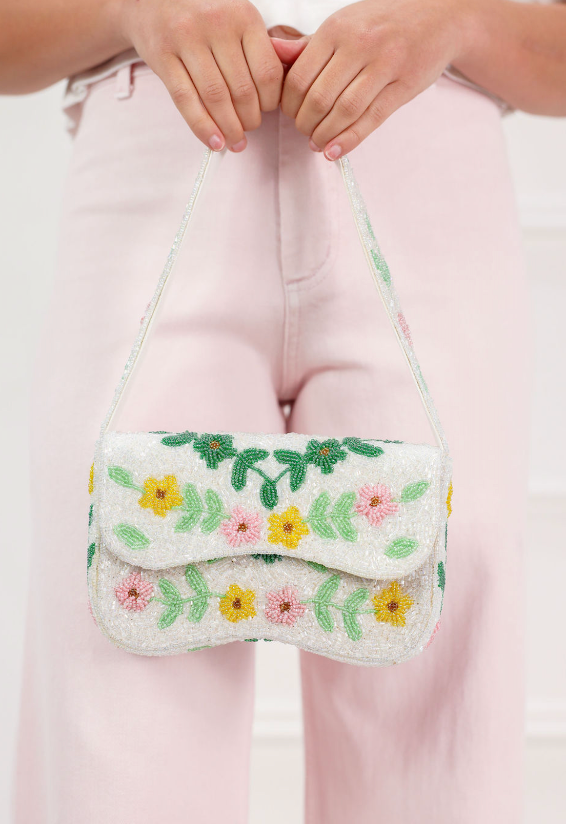 Beaded Floral Shoulder Bag - Clothe Boutique