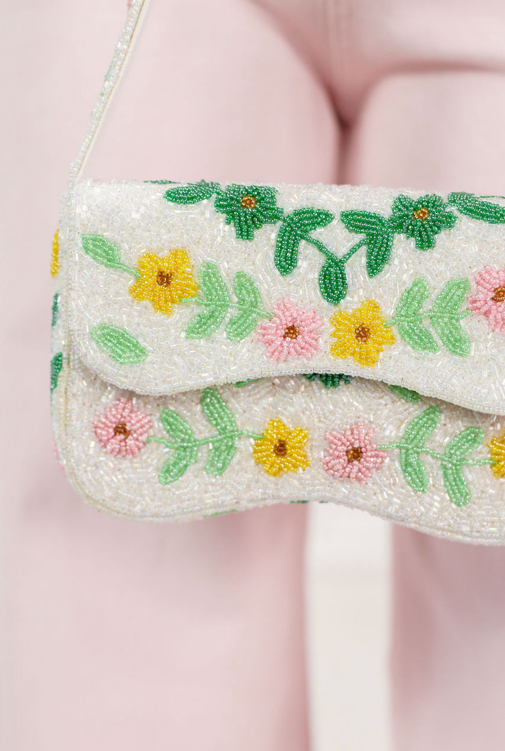 Beaded Floral Shoulder Bag - Clothe Boutique