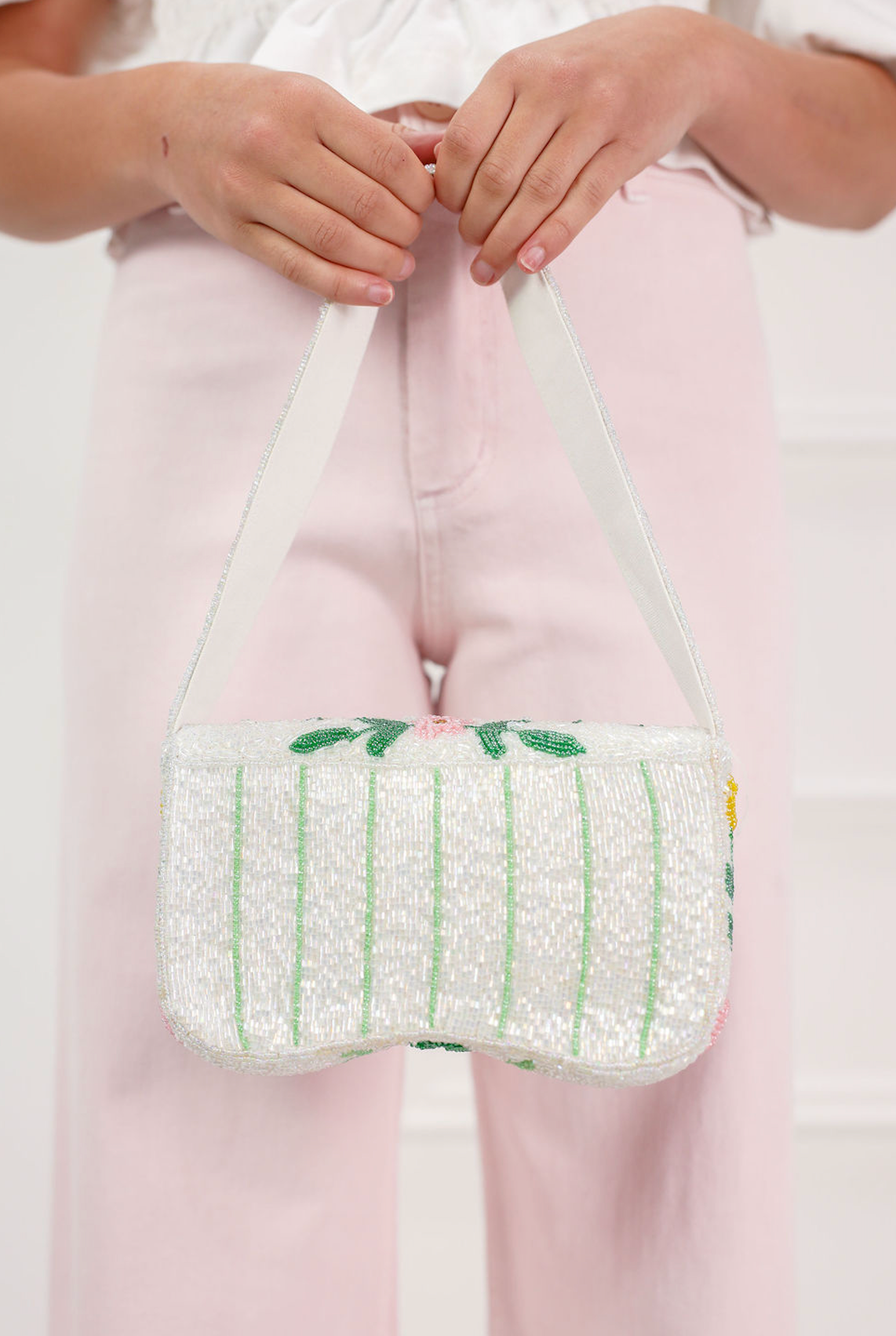 Beaded Floral Shoulder Bag - Clothe Boutique
